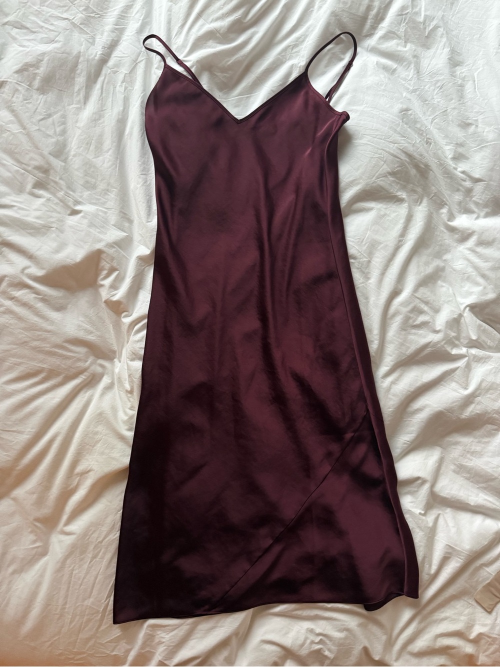 Wilfred Maroon/Burgundy Satin Midi Slip Dress — Size M - Picture 4 of 4